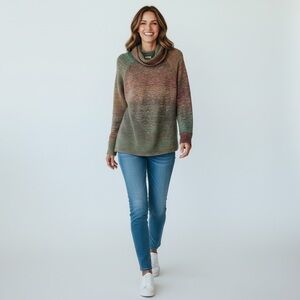 Jillian Nicole Technicolor sweater with cowl neck. Size M. U5